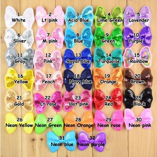 60 pcs/lot , Sequin Butterfly Appliques Hair Bow Accessory