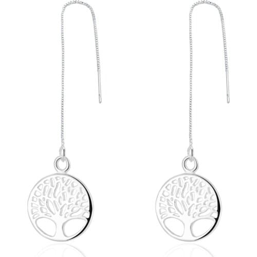 Promotion women silver earrings Tree life charms wedding jewelry girl gift high quality fashion classic jewelry Nickle free