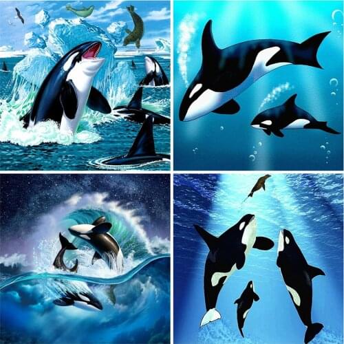 EverShine Full Drill Square Diamond Embroidery Whale Diamond Painting Animal Picture Mosaic Cross Stitch Kits 5D Wall Art