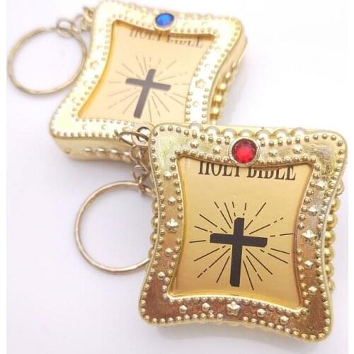FREE SHIPPING BY DHL Pocket Cross Bible Keychain Mini Rhinestone Bible Key Ring for Gifts W9209