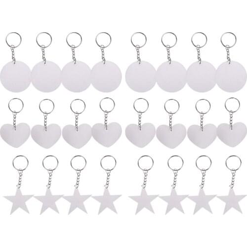 Acrylic Transparent Star Heart Oval Discs Key Chains Round Acrylic Keychain Blanks Tassel Pendant Keyring Jewelry Making