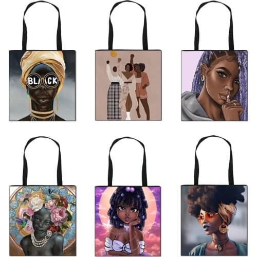 Black Is Beautiful Tote Bag Women Afro Girl Shoulder Ladies for Travel Canvasl Portable High-capacity Shopping Bags Gift