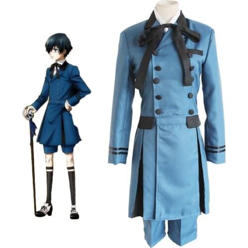 Black Butler 2 Kuroshitsuji Cosplay Ciel Phantomhive Blue Lolita Suit Anime Unisex Uniforms Costume Sets