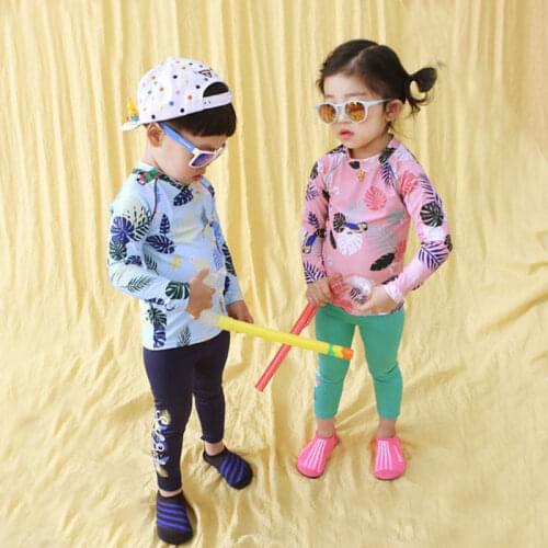 Kids' two piece swimsuit 2-8y boys' sun protection girls surf suit with long sleeve childrens swimsuit baby hot spring suit