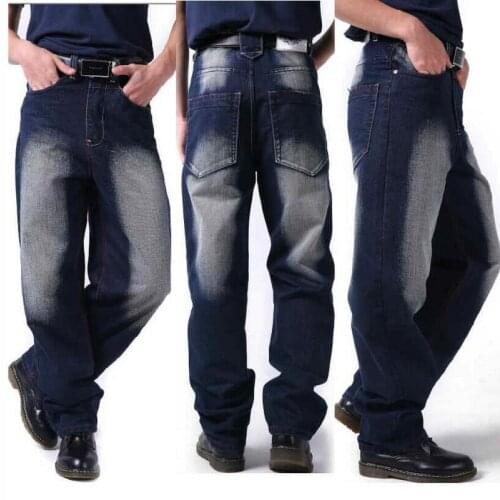 Men Jeans Loose Denim Pants Mens Baggy Jeans Multi Pockets Skateboard Cargo Jeans For Men Joggers Denim Pants Plus Size 30-44