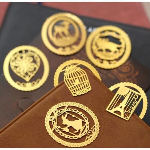 Dokibook Cartoon Round Animal Metal Bookmark Office School Stationery Accessories Creative Cute Clips Bookmarks for Notebook
