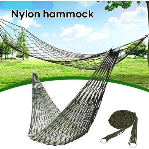 Nylon Rope Meshy Hammock for Outdoor Sleeping Net Bed with Rope & Storage Bag Can Bear 220 lb. J99Store
