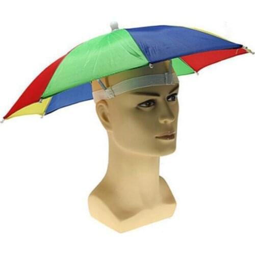 New Rainbow Foldable Umbrella Hat Cap Rain Gear Headwear For Outddor Golf Fishing Camping sun hat Head Hats Camping Equipment