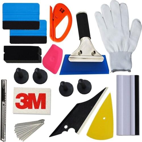 16 IN 1 Car Wrap Vinyl Tools Kit NO-Scratch Squeegee Razor Glove Magnets Scraper