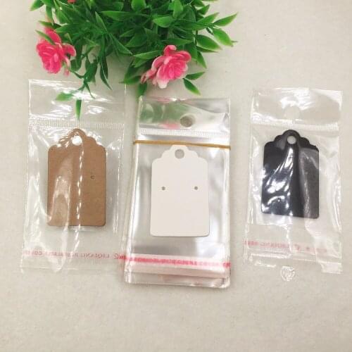 200pcs Kraft Earring Card CARD 5x3cm Earring Card Scallop Kraft Earring Display Card with 200pcs opp bags