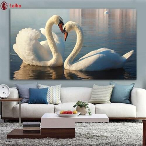 Round Diamond Painting Hot selling home art, swan animal Full square Rhinestone of Picture Diamond mosaic Valentines Day gift
