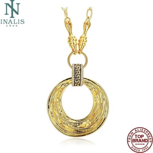 INALIS Round Pendant Necklaces For Women With Clear Cubic Zircon Romantic Necklace Luxury Engagement Fashion Jewelry Recommend