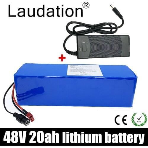 Laudation 48V 20ah Electric Bike Battery 21700 5000mah 13S4P Built-in 25A BMS With 2A Charger For 800W Motor Electric Bicycles