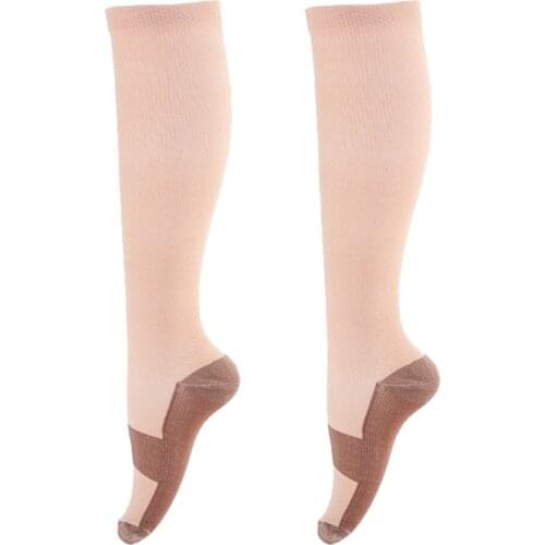 Copper Compression Socks Relief Pain Leg Calf Support Varicose Vein Stocking