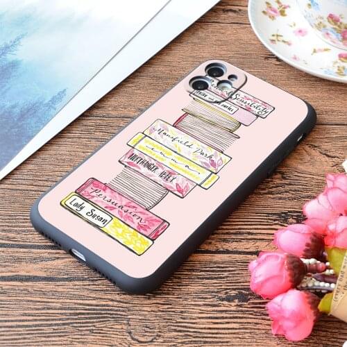 For iPhone Novels of Jane Austen Watercolor Print Soft Matt Apple iPhone Case