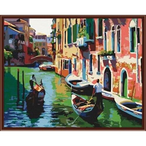 New Frameless Wall Art Pictures Painting By Numbers Of Venice Landscape DIY Canvas Oil Painting Home Decor For Living Room G086