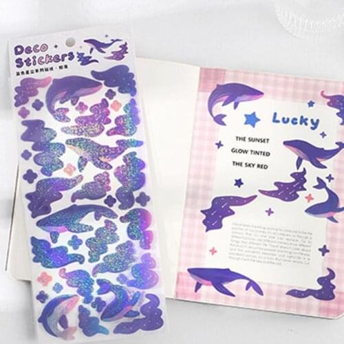 Planner Sticker Multi-Function Easy to Stick PET Blue Star Pattern Scrapbook Decal for Homeschooler