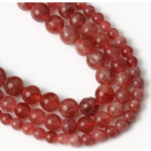 Natural Strawberry Quartz Stone Beads Round Loose Beads For Jewelry Making Handmade DIY Bracelet Accessories 6 8 10mm 15''Inch