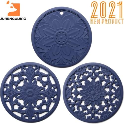 Newly heat insulation pad exquisite hollow silicone Placemat anti-scalding table mat kitchen accessories coasters set of 3