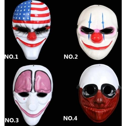 2018 New PVC Scary Clown Mask Payday 2 Halloween Mask For Antifaz Party Mascara Carnaval Dallas/Wolf/Chains/Hoxton Mask Cosplay