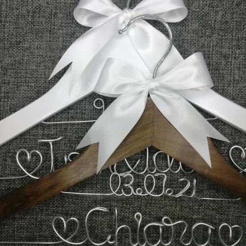 Personalized Wedding Hanger, bridesmaid gifts, name hanger, brides hanger custom Bridal Gift white hanger with bowknot.Two hange