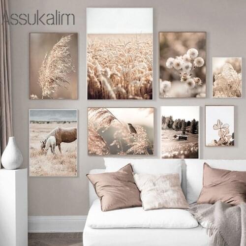 Scandinavian Posters Landscape Wall Art Print Animals Canvas Painting Reed Prints Mountain Pictures Living Room Decor