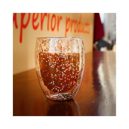 Transparent Tea Glass Cup Starry Sky Double Wall Borosilicate Glass Creative Heat-resistant Drinkware Coffee Mug Milk Cup Drink