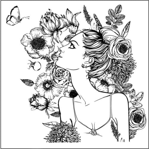 AZSG Beautiful Girl Flower Clear Stamps For DIY Scrapbooking Decorative Card Making Crafts Fun Decoration Supplies