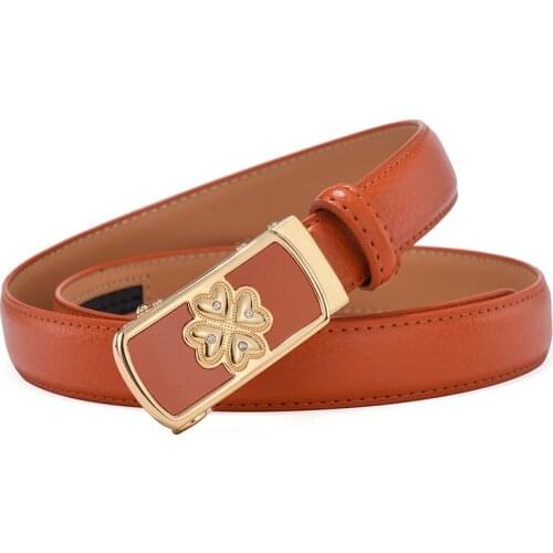 2019 Luxury Designer Women Belts Genuine Leather Fashion Strap Gold Automatic Buckle Womens Belt Brand Flower Waistband w/2.4cm