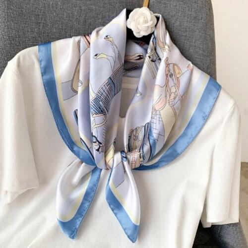 Luxury brand silk scarf Muslim headscarf summer womens War horse Print 70cm Square scarves lady beach shawl neckerchief