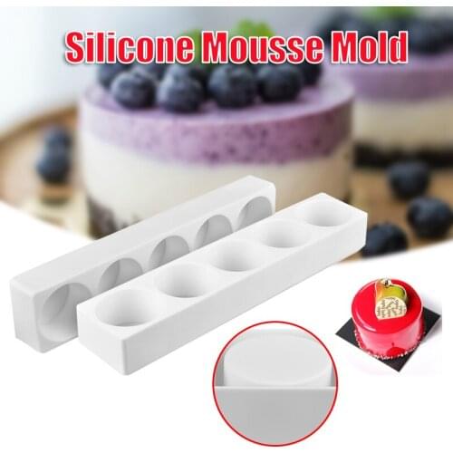 5 Cells Round-Shape Cake Moulds Silicone Mold Mousse Ice Cream Chocolate Dessert Bakeware Pastrys MUMR999