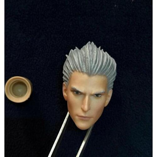 Head Sculpt Anime Game Magician Vergil Head Carving Model Collectible 1/6 Scale Male Cartoon For 12'' Action Figure Collection