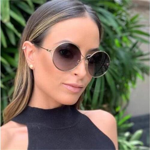 Luxury Brand Big Round Sunglasses Women Hollow Metal Designer Sun Glasses Fashion Gradient Sunglasses Men male UV400