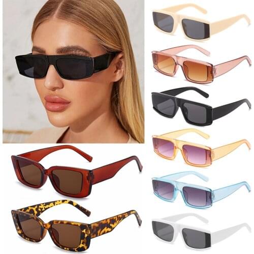 Candy Color Vintage Rectangle Sunglasses for Women Men Travel Driving Glasses Narrow Square Frame UV400 Protection Sunglasses