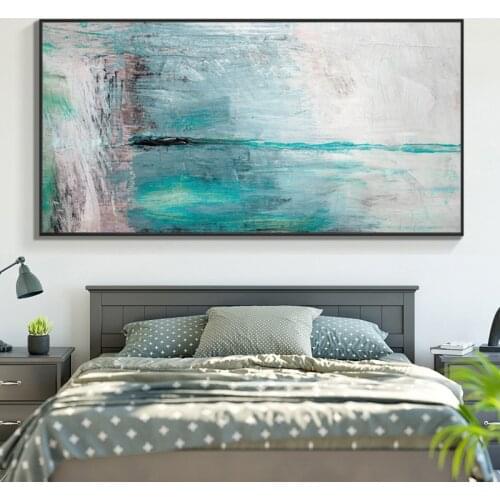Modern Abstract Bule and Green Canvas Painting Posters and Prints Wall Decor Oil Painting Printed on Canvas Bedroom Decoration