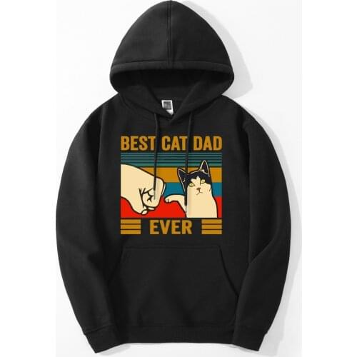 Funny Print Best Cat Dad Ever Hoodies Men Daily Casual Hooded Tops New Style Pullover Fitness Sportswear Loose Animal Cats Hoody