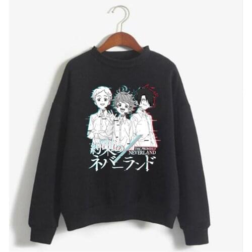 Anime Harajuku Ray Emma Norman Sweatshirt The Promised Neverland Print Hoodies Casual Streetswear Sweatshirt Men Women Unisex