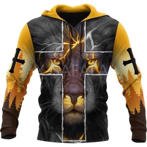 Easter Jesus Lion Animal 3D All Print Hoodie Man Women Harajuku Outwear Zipper Pullover Sweatshirt Casual Unisex Jacket