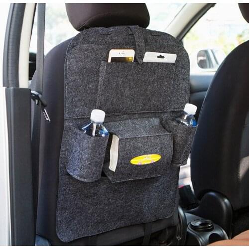 1pc Universal Car Back Seat Storage Bag Organizer Trunk Elastic Felt Storage Bag 6 Pockets Organizer Hanging Car Accessories