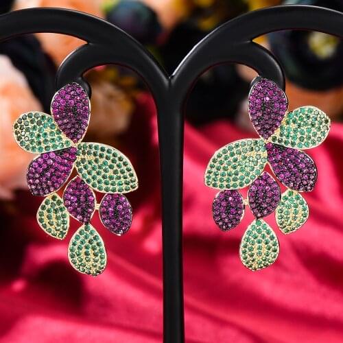 High Quality Noble Trendy Vintage natural Flowers Pendant Earrings for Women Girl Bridal Wedding Party Show Earring Jewelry