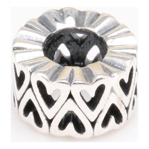 Valentines Day S925 Sterling Silver Hollow Hand-painted Love Spacer Charm Fit Original Bracelets Women Jewelry Gifts