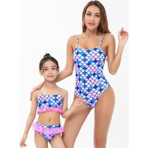Mermaid Mother Daughter Matching Swimsuits Family Set Mom Baby Mommy and Me Bikini Dresses Clothes Beach Women Girls Swimwear