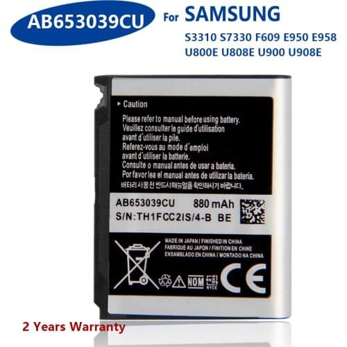 100% Genuine AB653039CU Battery For Samsung S7330 F609 E958 U900 U800E AB653039CC AB653039CE AB653039CA 880mAh Phone Batteries