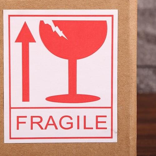 1290Pcs/Lot Fragile Warning Label Sticker Logistics Accessories Hazard Warning Sign Fragile Sticker Keep Express Label 7.5x8.7cm