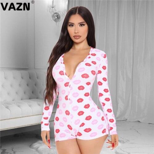 VAZN 2020 Hot List Style Sexy Soft Elastic Young Daily Fancy Free Fashion Full Sleeve Women High Waist Skinny Playsuits