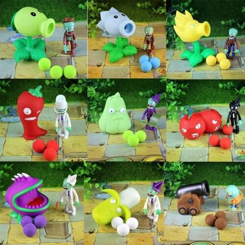 28 kinds of plants vs zombie humanoid children pea sunflower 8-10cm plastic toys 10 1 pack