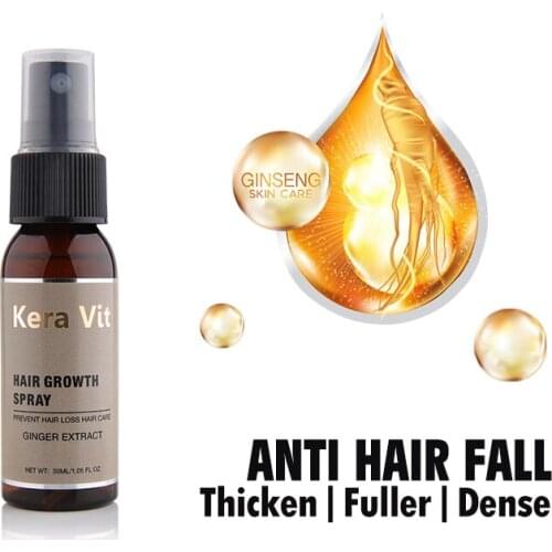 30ML Hair Growth Spray Kera Vit Ginger Extract Essence Dense Hair Growth Anti Hair Loss Nourish Roots