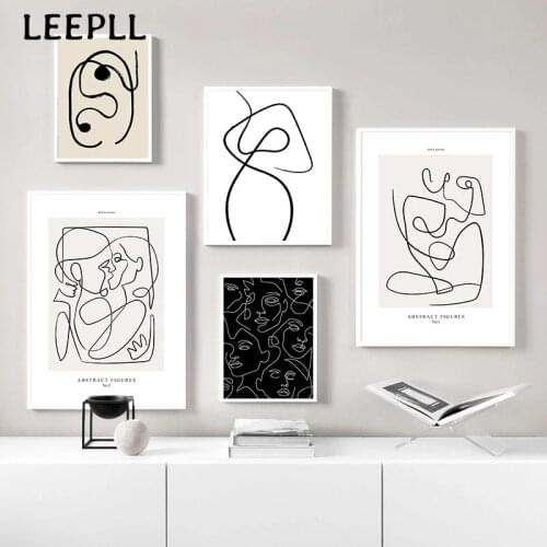 Abstract Line Canvas Black White Wall Art Minimalist Print Painting Nordic Poster Woman Body Picture Modern Living Room Decor