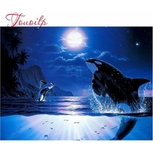 Full Square Drill Embroide 5D Diamond Painting"Cartoon dolphin"Embroidery Cross Stitch Mosaic Home D