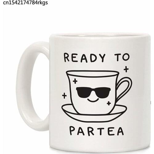 Ready To Partea White 11 Ounce Ceramic Coffee Mug